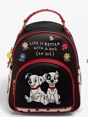 Disney Black and Red 101 Dalmatians Dog Applique Mini Backpack